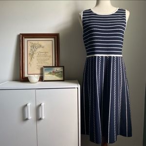 Tommy Hilfiger L Navy Blue and White Dress